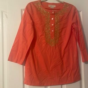Michael kors embroidered long sleeve top size small